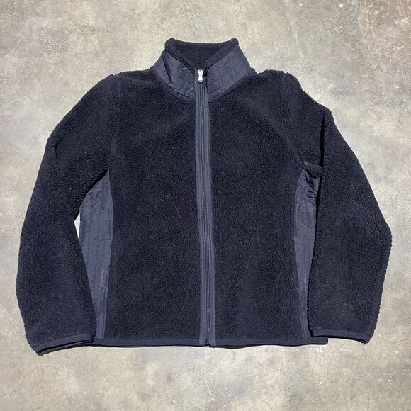 Vintage Y2k Lauren Ralph Lauren Black Fleece Jacket - Picture 1 of 4